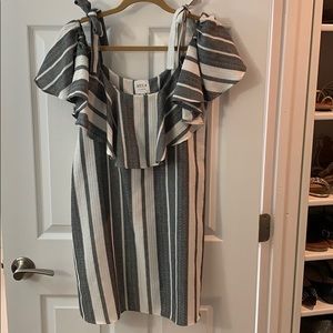 Gray and white blouse